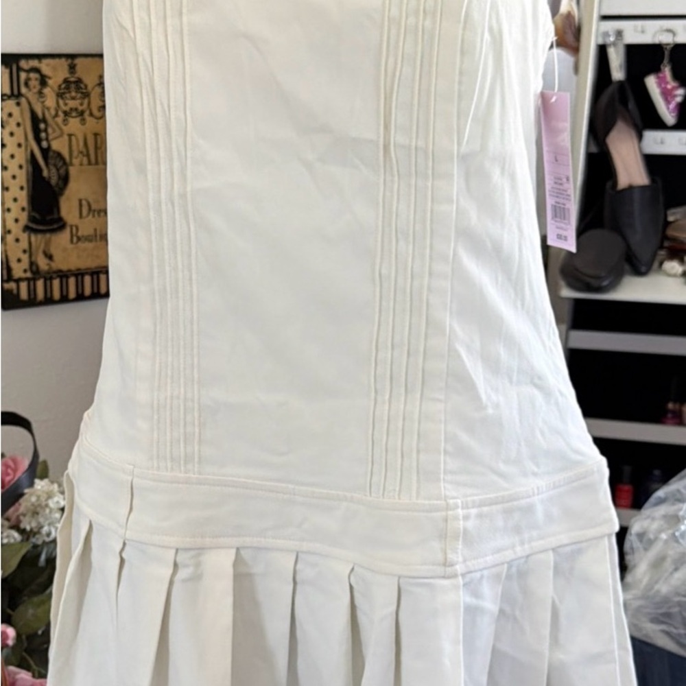 White Womans Pleated Sundress wild fable - Picture 5 of 15